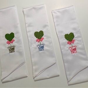 White Embroidered Wreath Sash